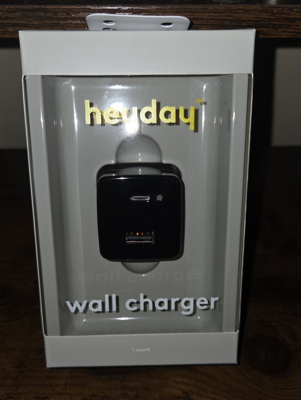 heyday Black USB-C + USB-A Dual Port Wall Charger